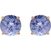 14K Rose 7 mm Natural Tanzanite Stud Earrings